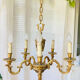 Louis XV style chandelier from the mid-20th century in solid gilded bronze.