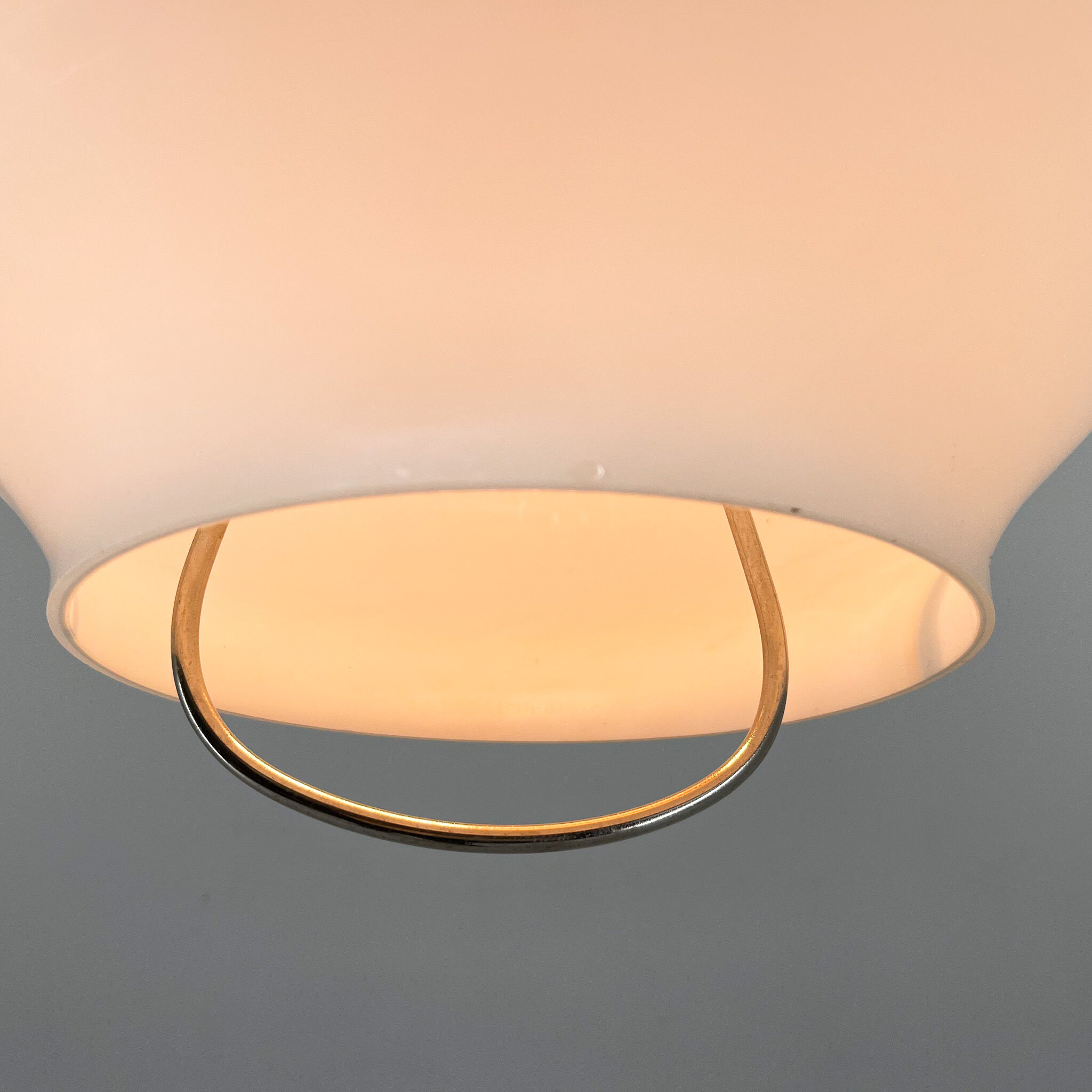 Mid-century adjustable milk glass suspension