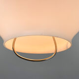 Mid-century adjustable milk glass suspension