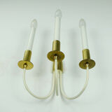 Mid century sconce wall lamp brass white metal vintage cinema light / 2 available