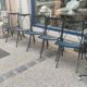 5 Bella folding chairs in steel and petrol blue leather by Maison Cattelan
