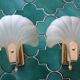 Pair of shell wall sconces – frosted glass, Art Deco style