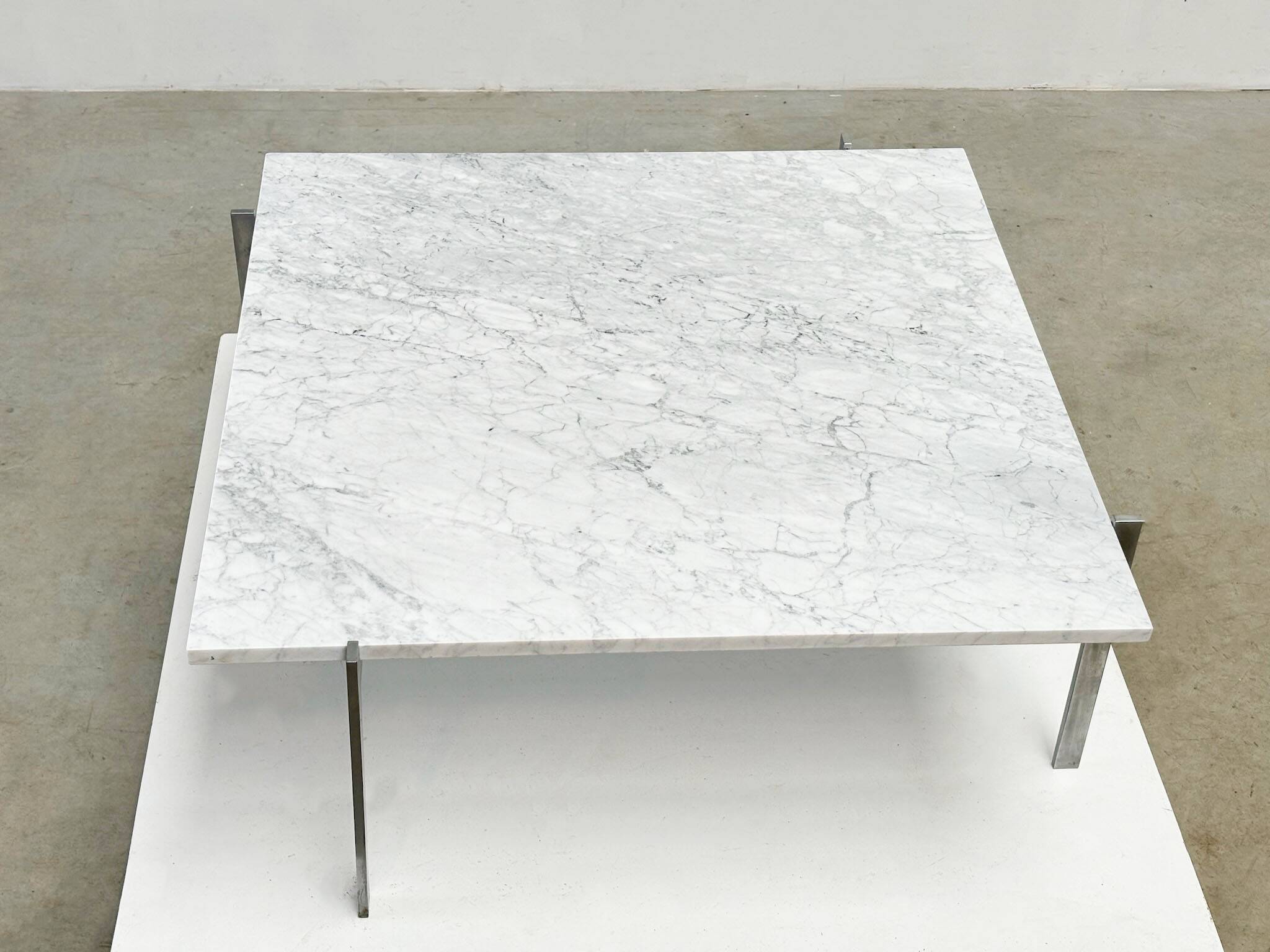 Early PK61 coffee table by Poul Kjaerholm EKC Denmark 1956 with Carrara marble top