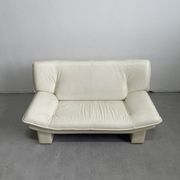 Nicoletti Salotti Postmodern Italian Ivory White Leather or Leatherete Sofa 1980