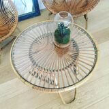 Lot of two armchairs shells and matching table 60s