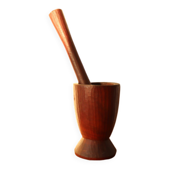 Antique brutalist solid wood mortar