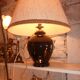 black opaline glass lamp (attributed to Jacques Adnet)