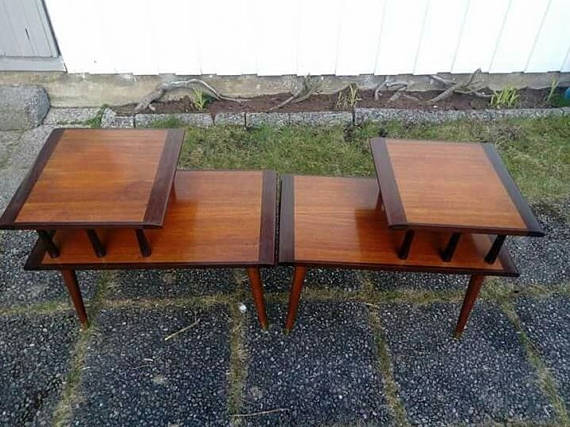 Pair of tables vintage piece of couch Scandinavian years 50-60