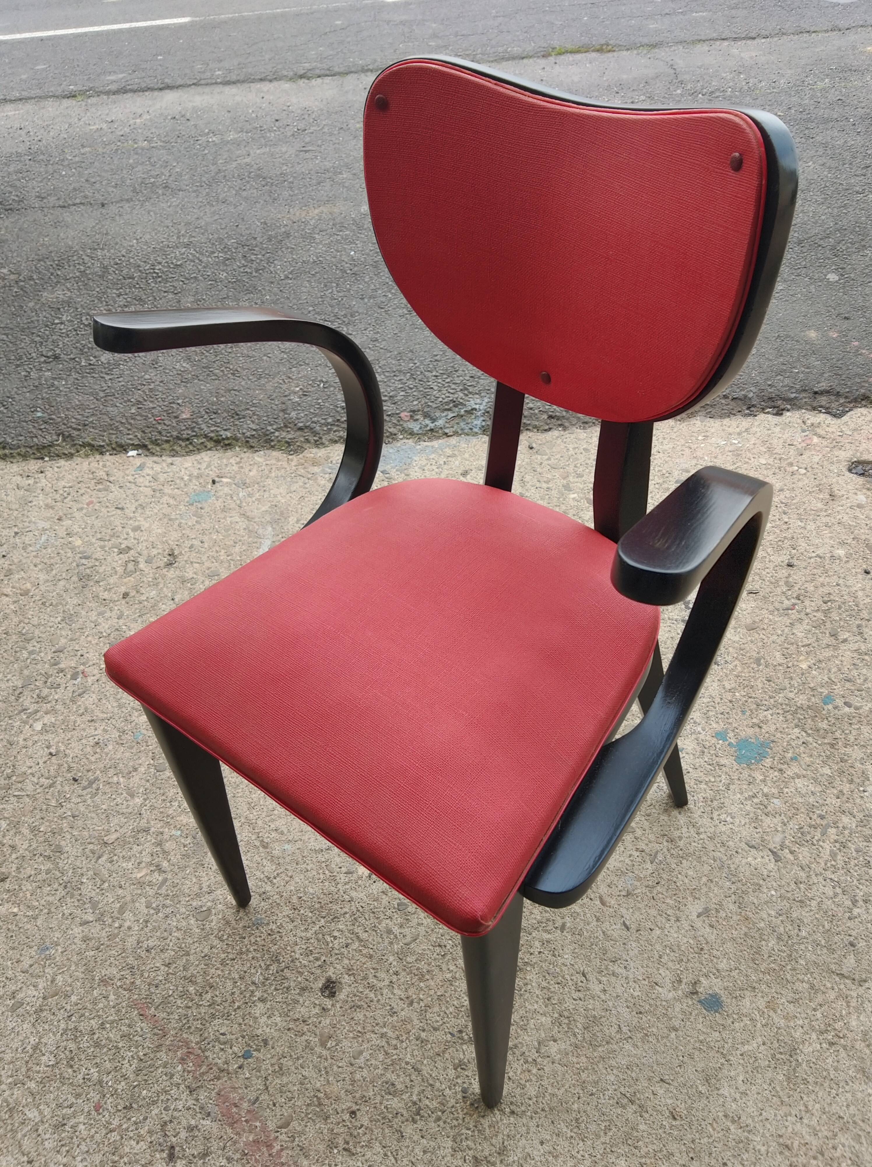 Fauteuil de bureau vers 1950 rouge et noir