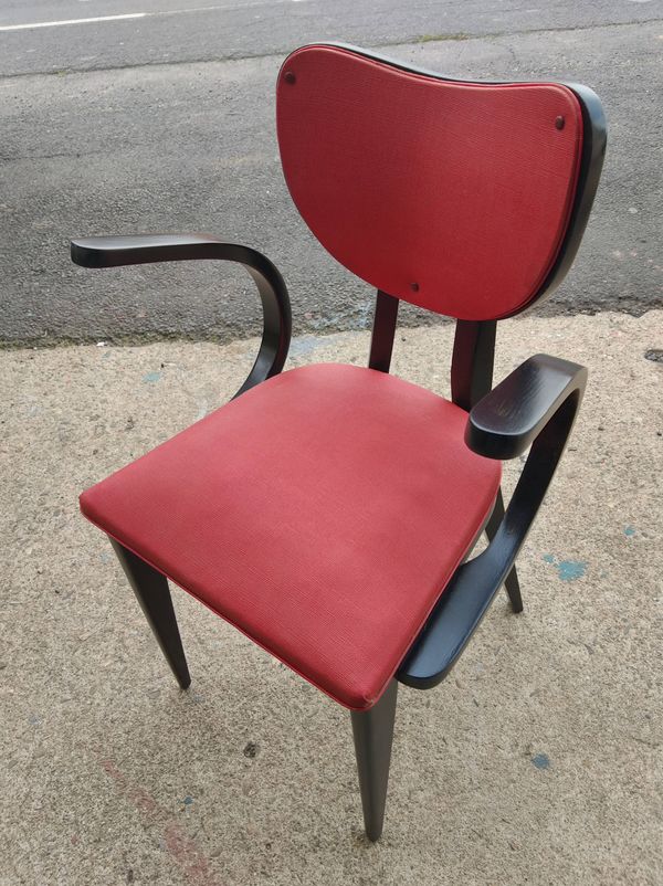 Fauteuil de bureau vers 1950 rouge et noir