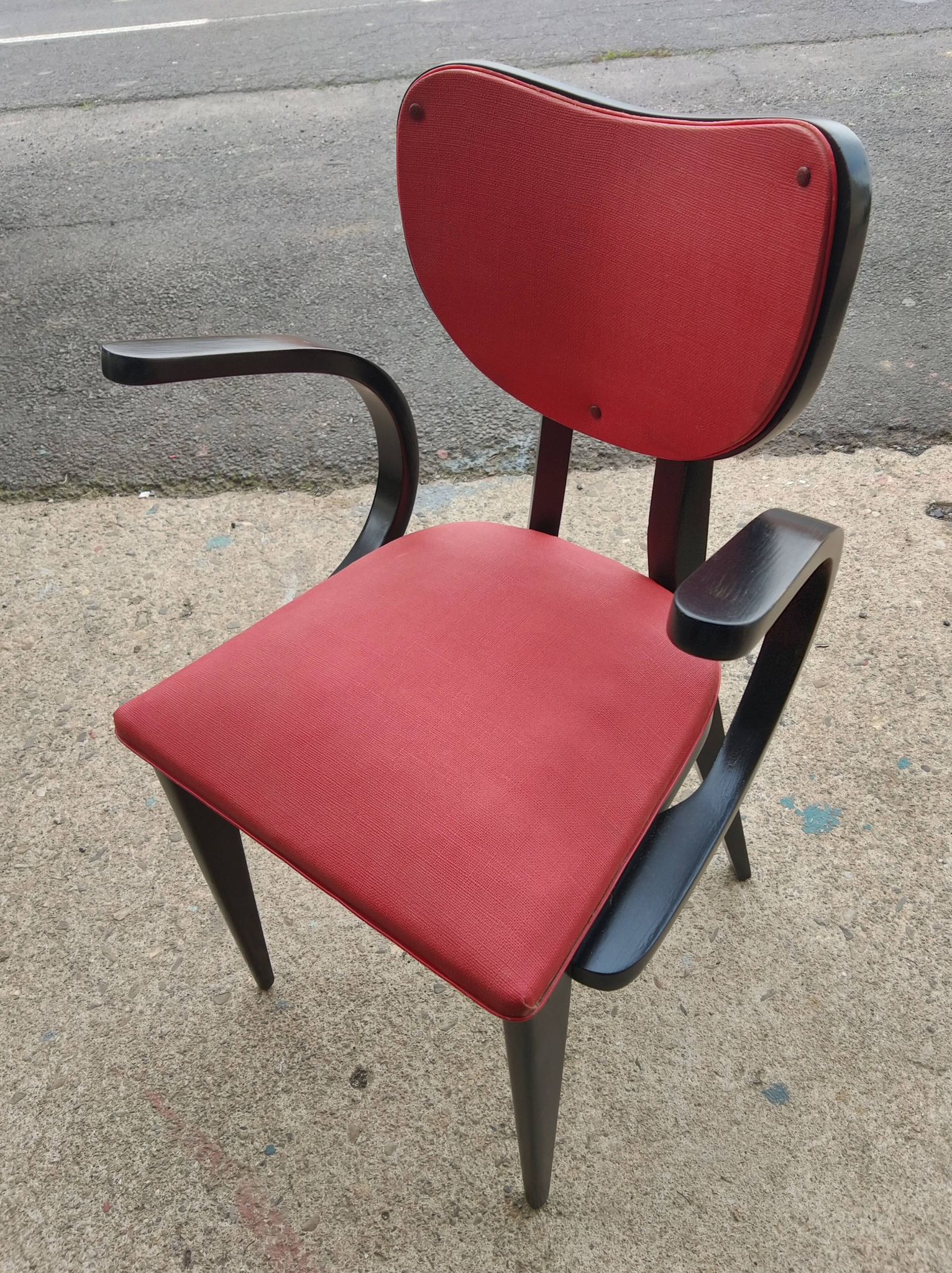 Fauteuil de bureau vers 1950 rouge et noir