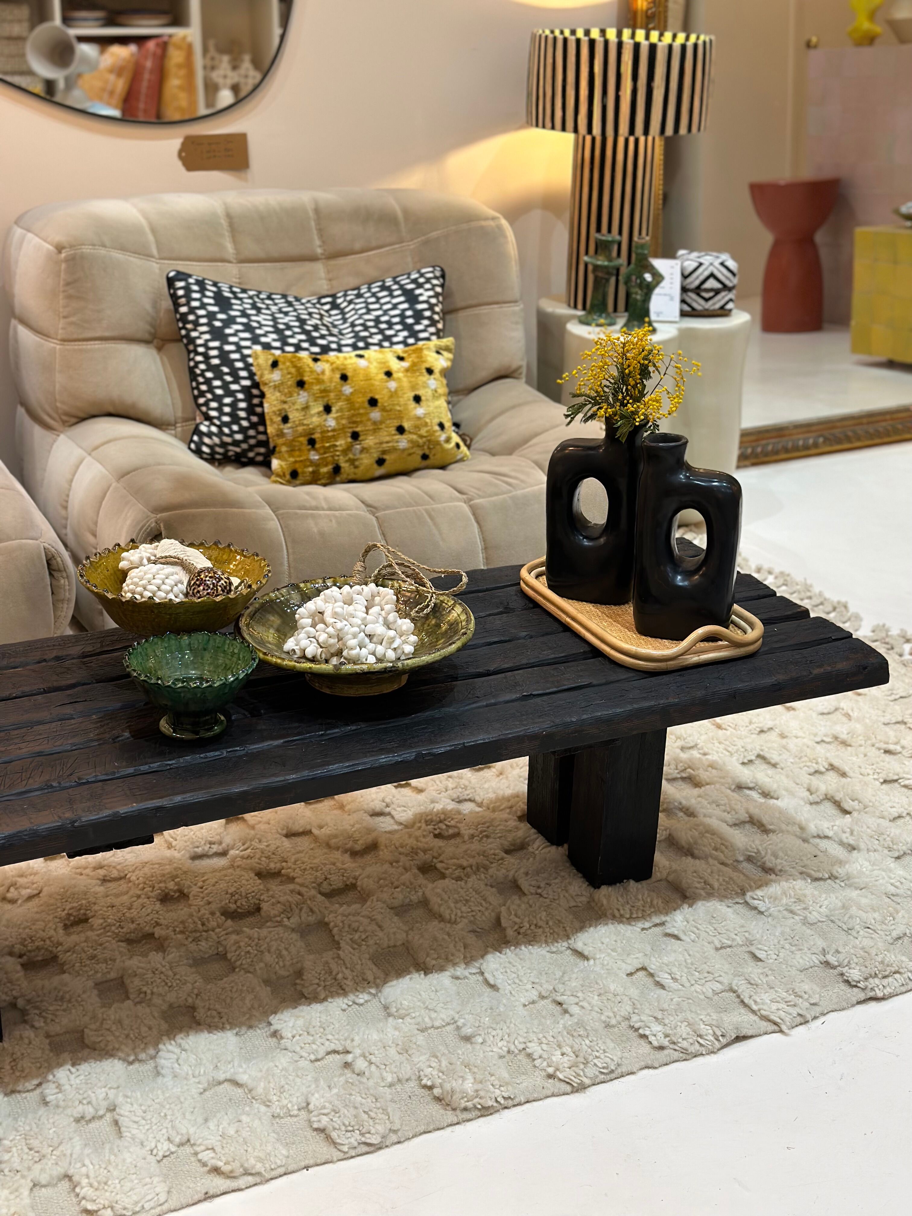 Large rattan and cane tray