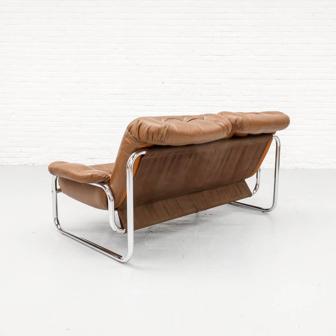 Tufted Leather Two-Seater Sofa by Johan Bertil for IKEA 1970s