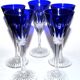 Lot de 5 verres Roemers Nelly en cristal taillé de Saint-Louis couleur bleu cobalt 1930