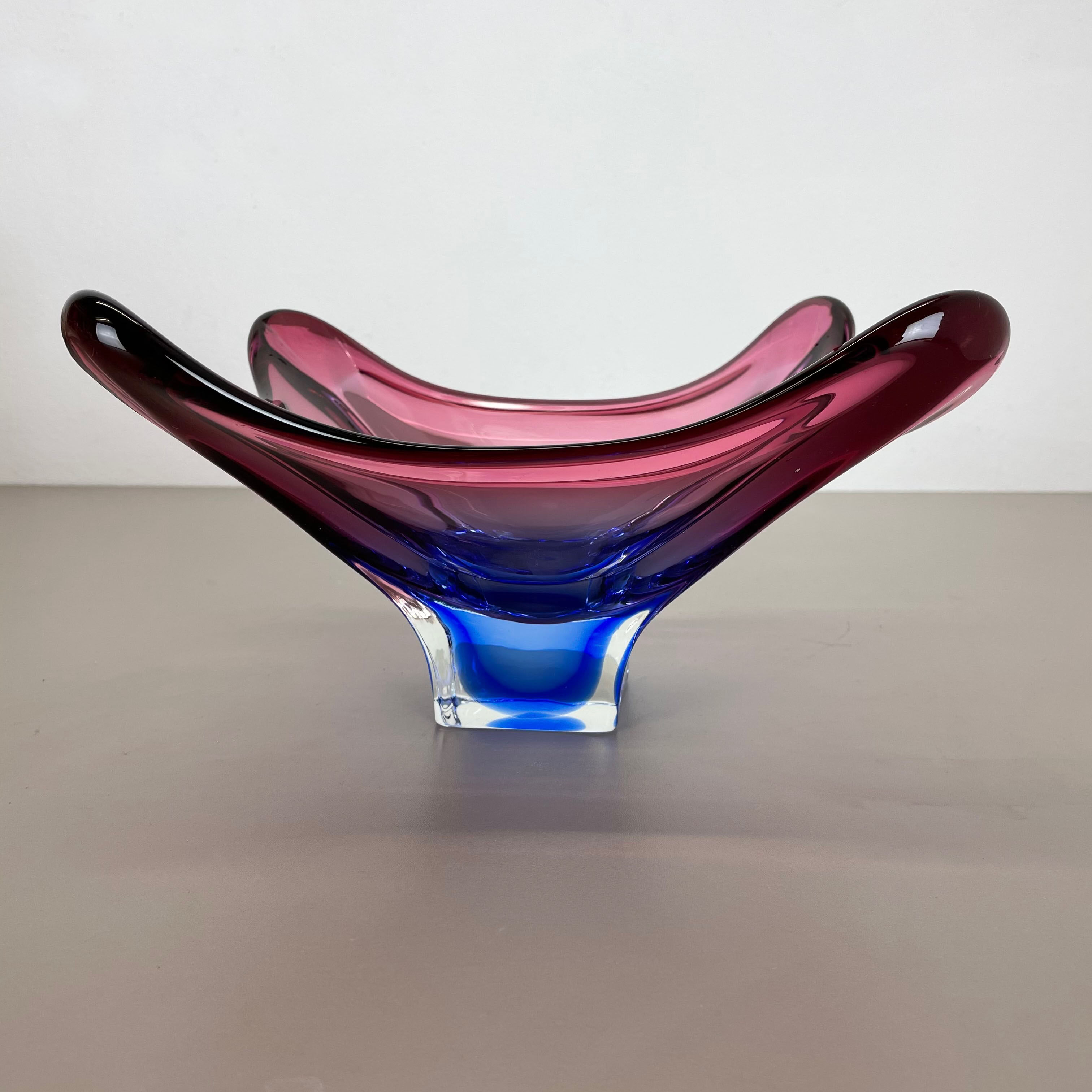 Floral glass bowl shell centerpiece by Fratelli Toso Murano, Italy, 1970s