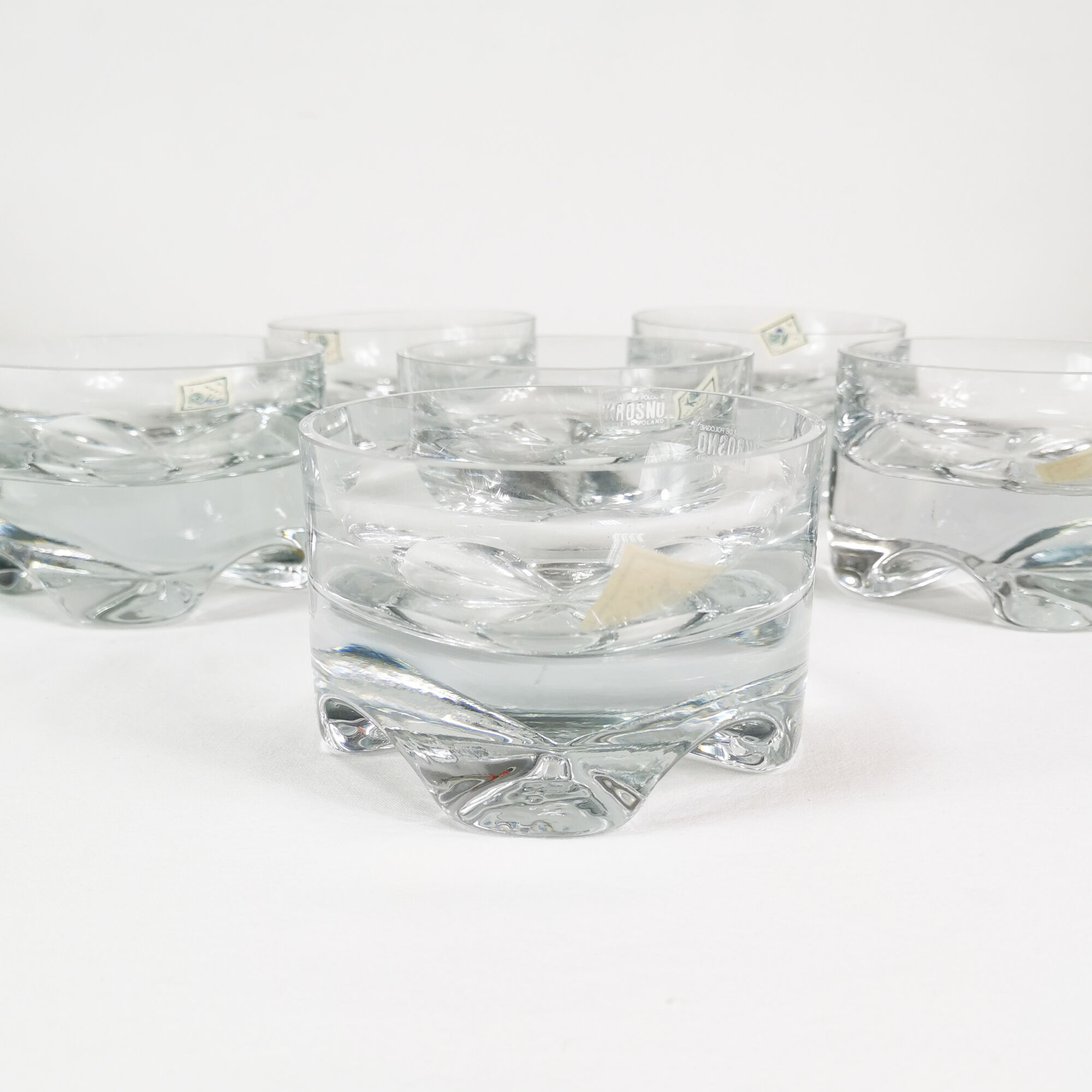 Crystal dessert salad bowls, Krosno, 1970s