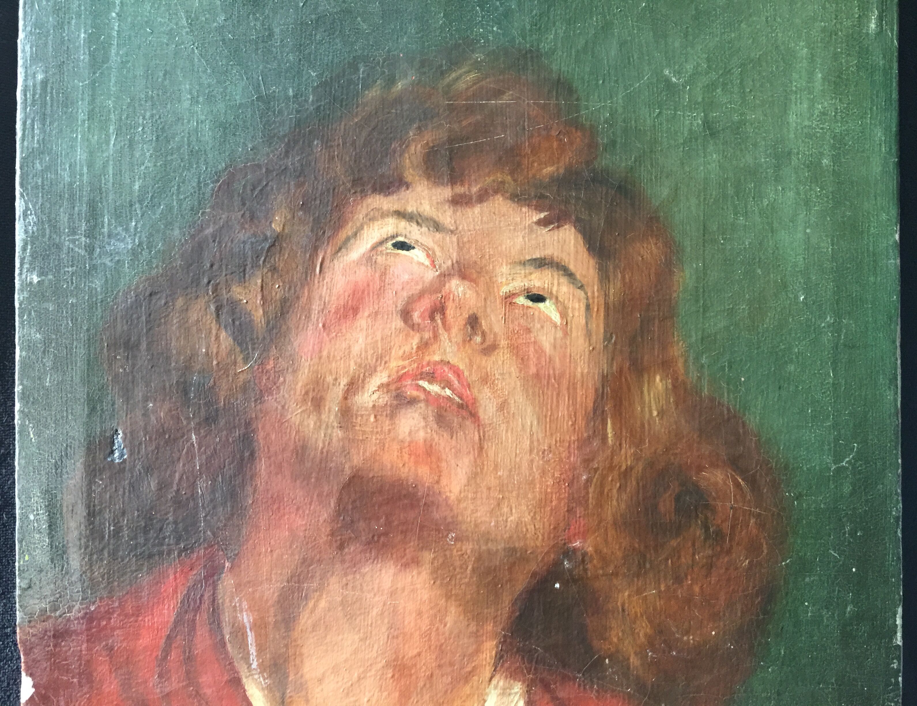 "portrait of man" oil on canvas signed mantovani 1918