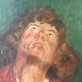 "portrait of man" oil on canvas signed mantovani 1918
