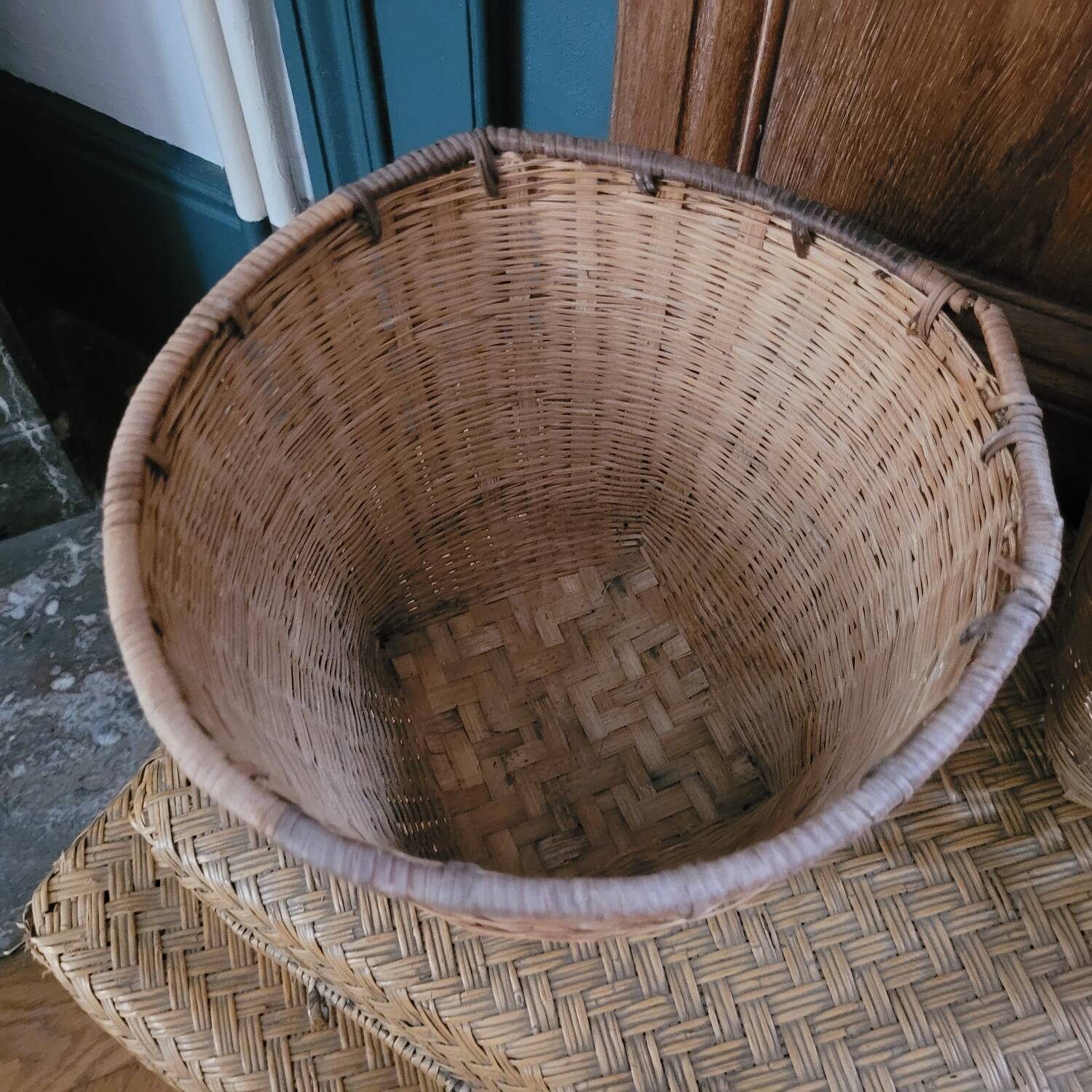 Duo de cache-pots en osier – France 1970-1980
