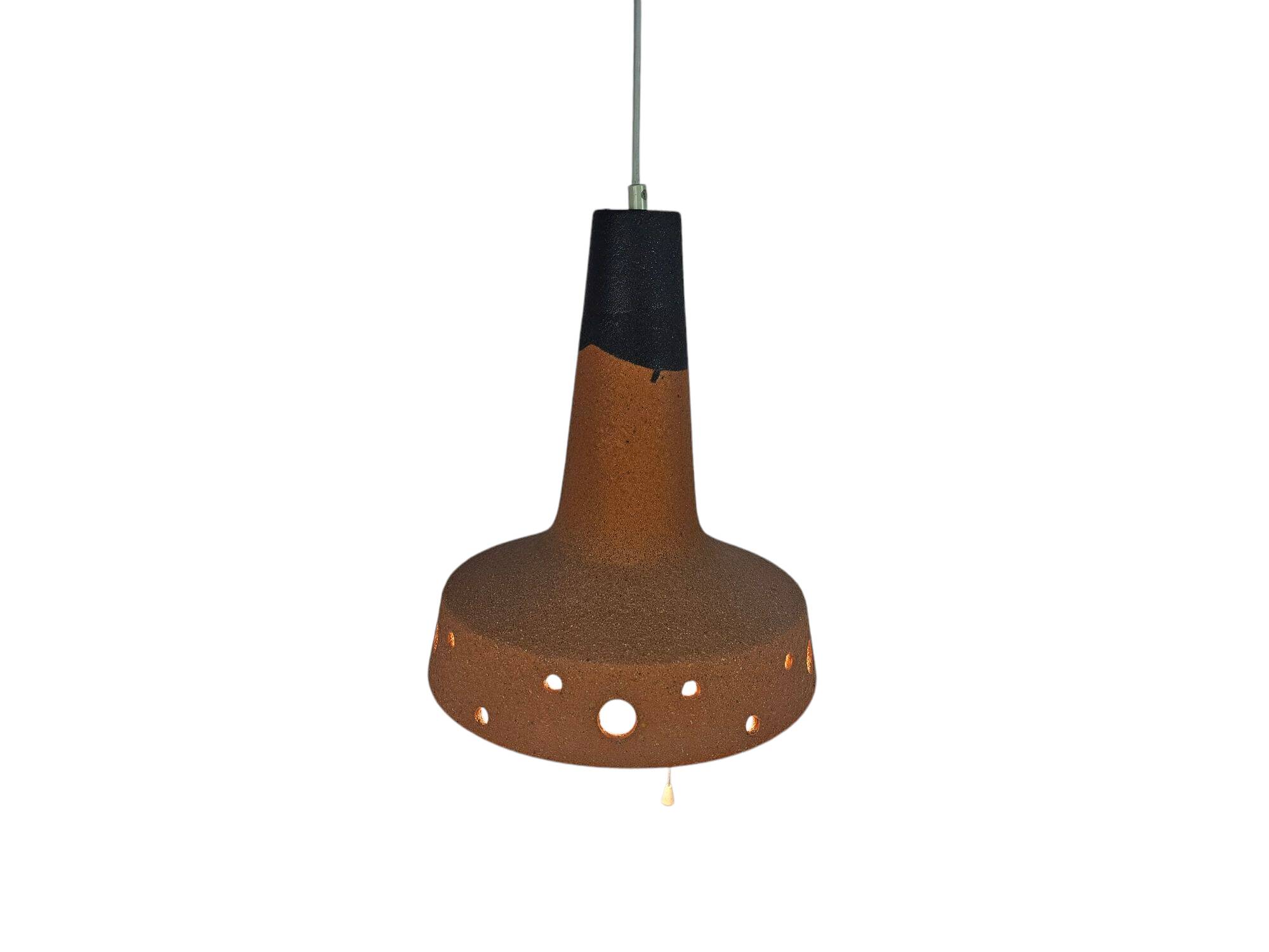 Vintage pendant lamp - ceramic - Fat Lava - pull switch - West Germany - 70