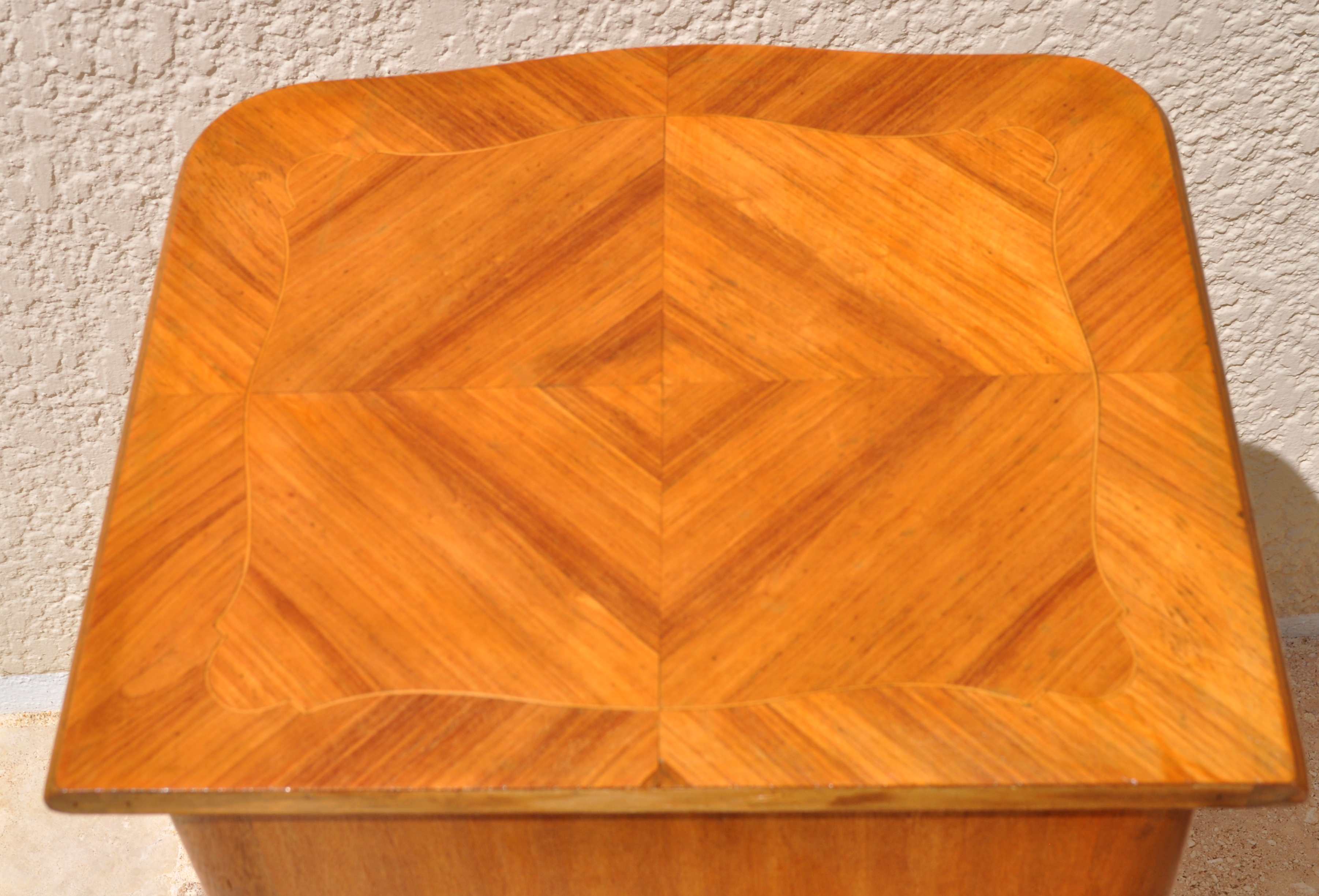 Marquetry Louis XV 3 drawers bedside table