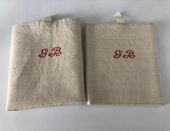 Pair of hemp tea towels, old linen