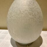 Egg lamp speckled white glass