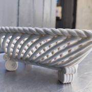 Corbeille vintage, coupe à fruits en céramique tressée