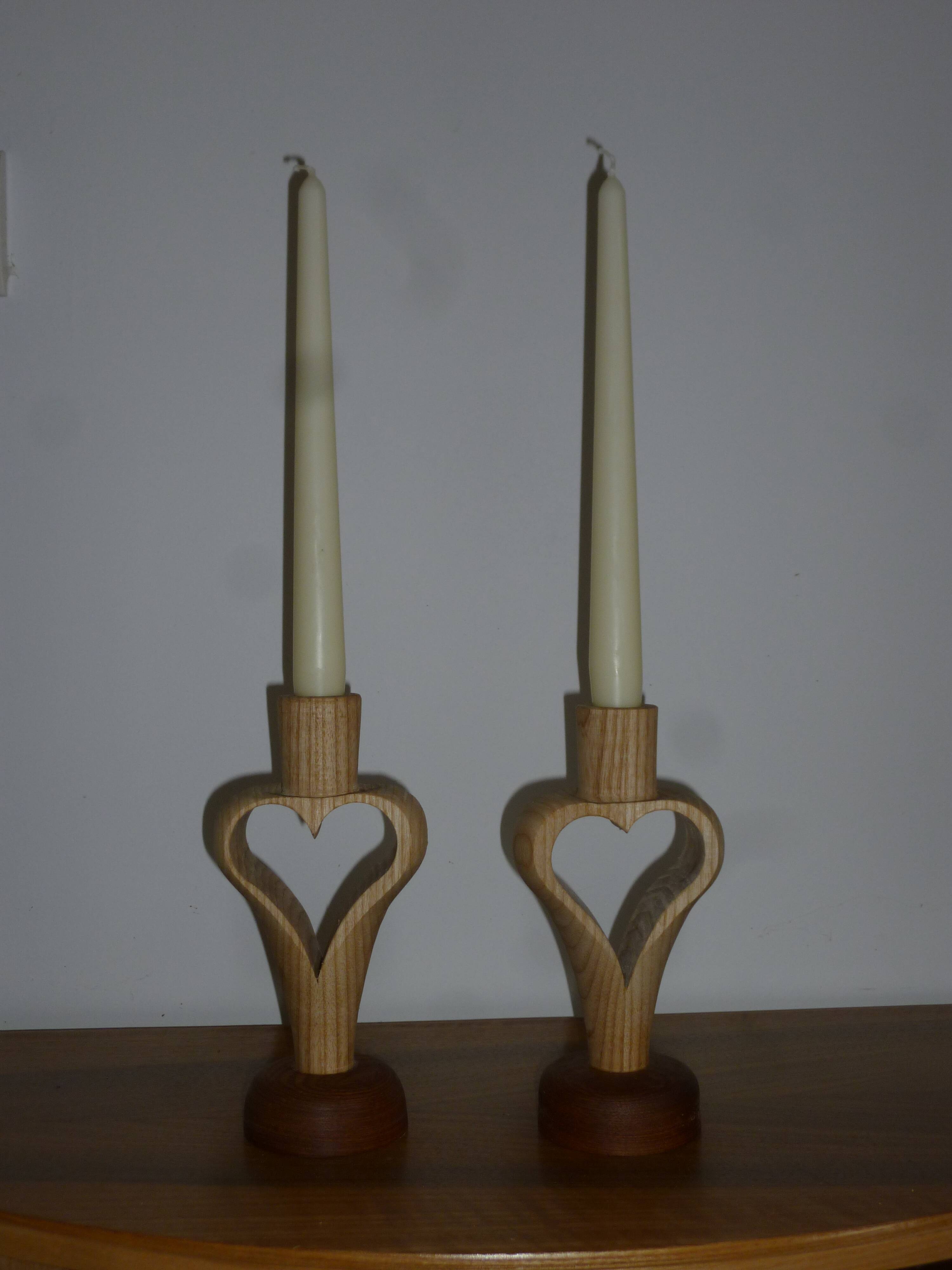 pair of heart candle holders