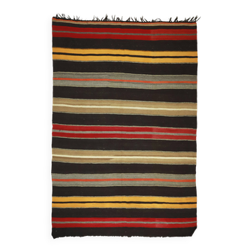 Grand Turkish Kilim Yuruk Vintage Stripe 220x335 cm Red Yellow Beige