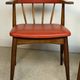 Pair of Scandinavian armchairs in teak and red faux leather – 1960s