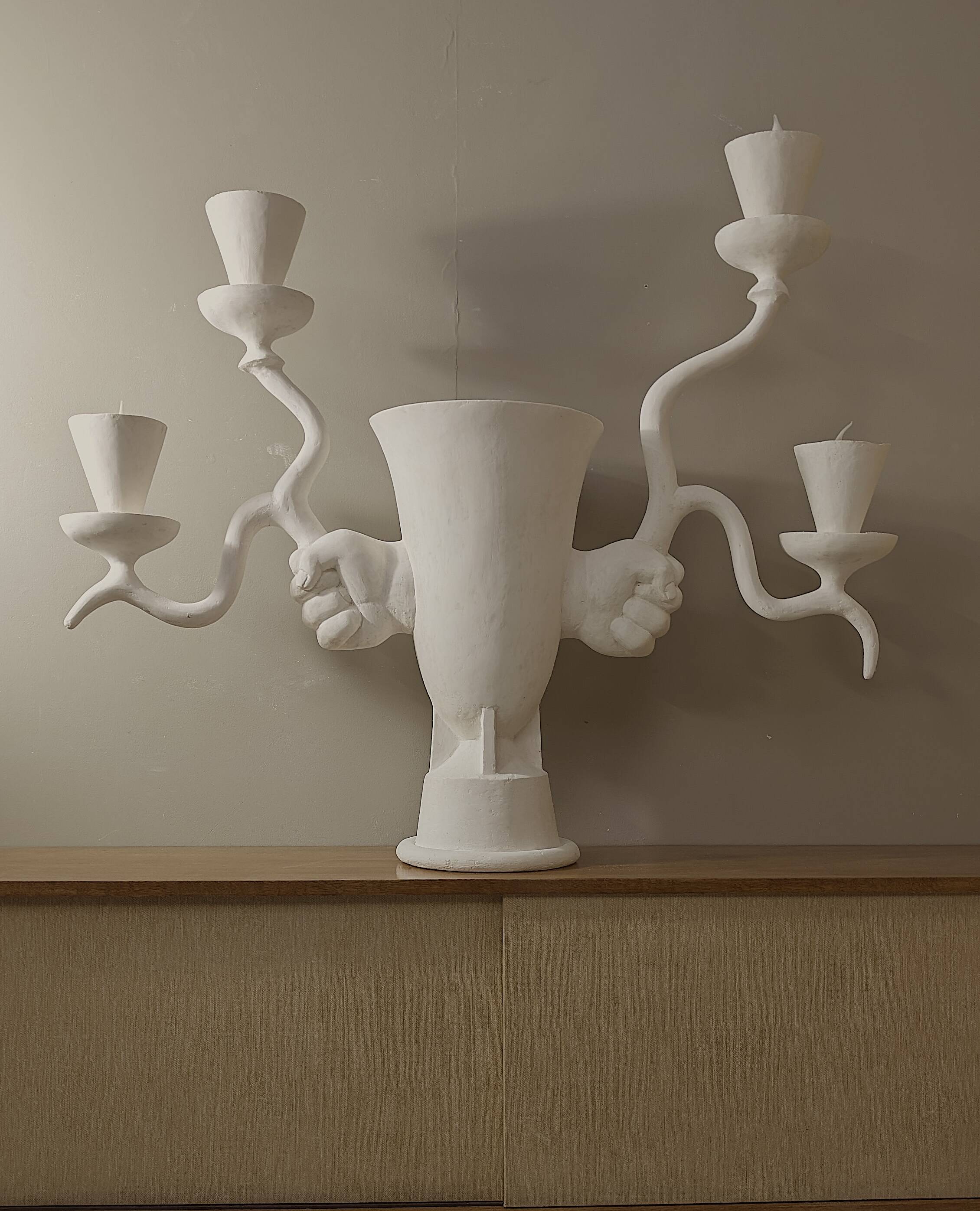 Lampe sculpture en plâtre