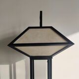Japanese lamp in black lacquered wood and rice paper H:75cm