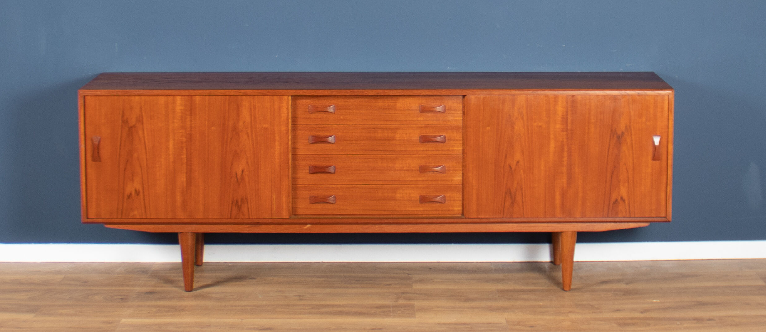 Retro Teak Danish 1960s Long Mid Century Sideboard By Clausen & Søn Denmark