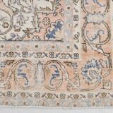 7x11 Soft Beige & Blue Wool Vintage Rug For Living Room, 210x324 Cm