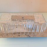 Rectangular wall lamp in brushed glass and metal / vintage 60s-70s