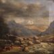 Peinture italienne, paysage signé et daté de 1846.