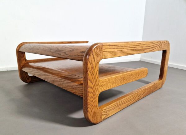 Table basse en chêne par Lou Hodges, années 1970