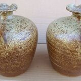 Pair of small antique stoneware oil jars