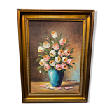 Pink and white flower pot painting