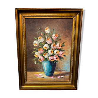 Pink and white flower pot painting