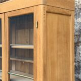 Parisian glass cabinet in solid raw oak, 1950