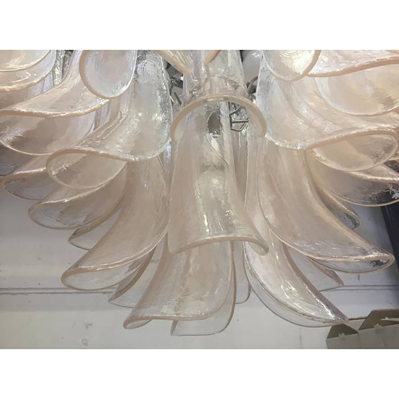 Monumental Murano Glass Selle Light Pink Italian Sputnik Chandelier