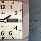 Vintage square silent wall clock "Vedette silver gray"