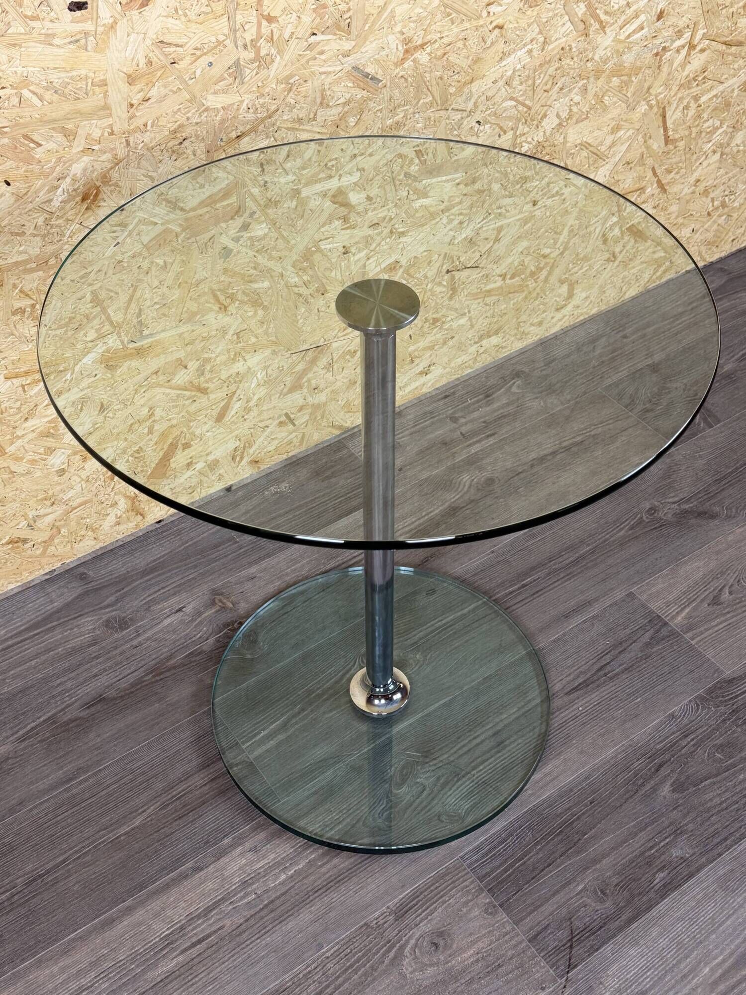 1970s 1980s Coffee Table Side Table in Chrome and Glass Space Age Design