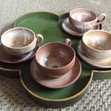 Series of 4 stoneware coffee cups
