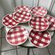 Set of 8 dessert plates fb badonviller pink gingham model 40s