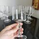 6 diamond-stemmed crystal glasses