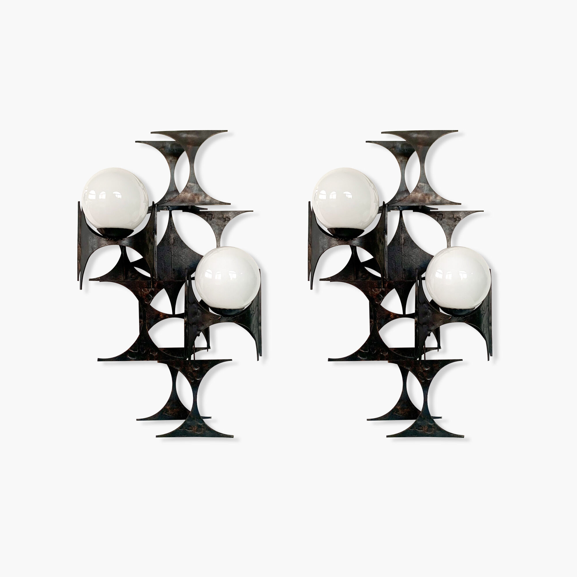 Paire d'appliques brutalistes par marc weinstein, 1960s