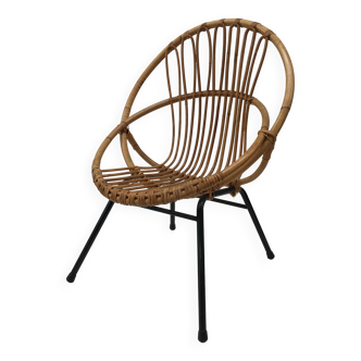 Rattan shell armchair